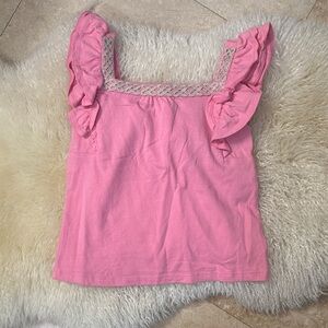 Janie and Jack Pink Ruffled Short Sleeve Tee